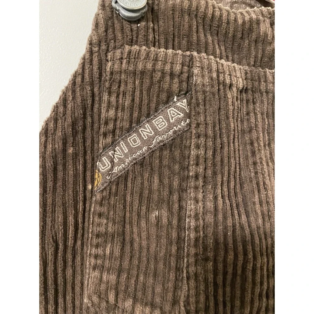 VINTAGE Unionbay Overalls Womens M Brown Carpenter Corduroy Workwear Bib 90s Y2K - Picture 3 of 8